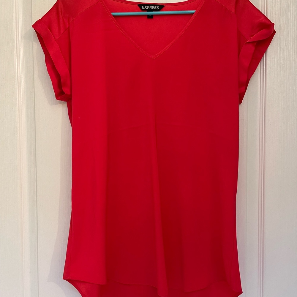 Express Red V Neck Blouse
